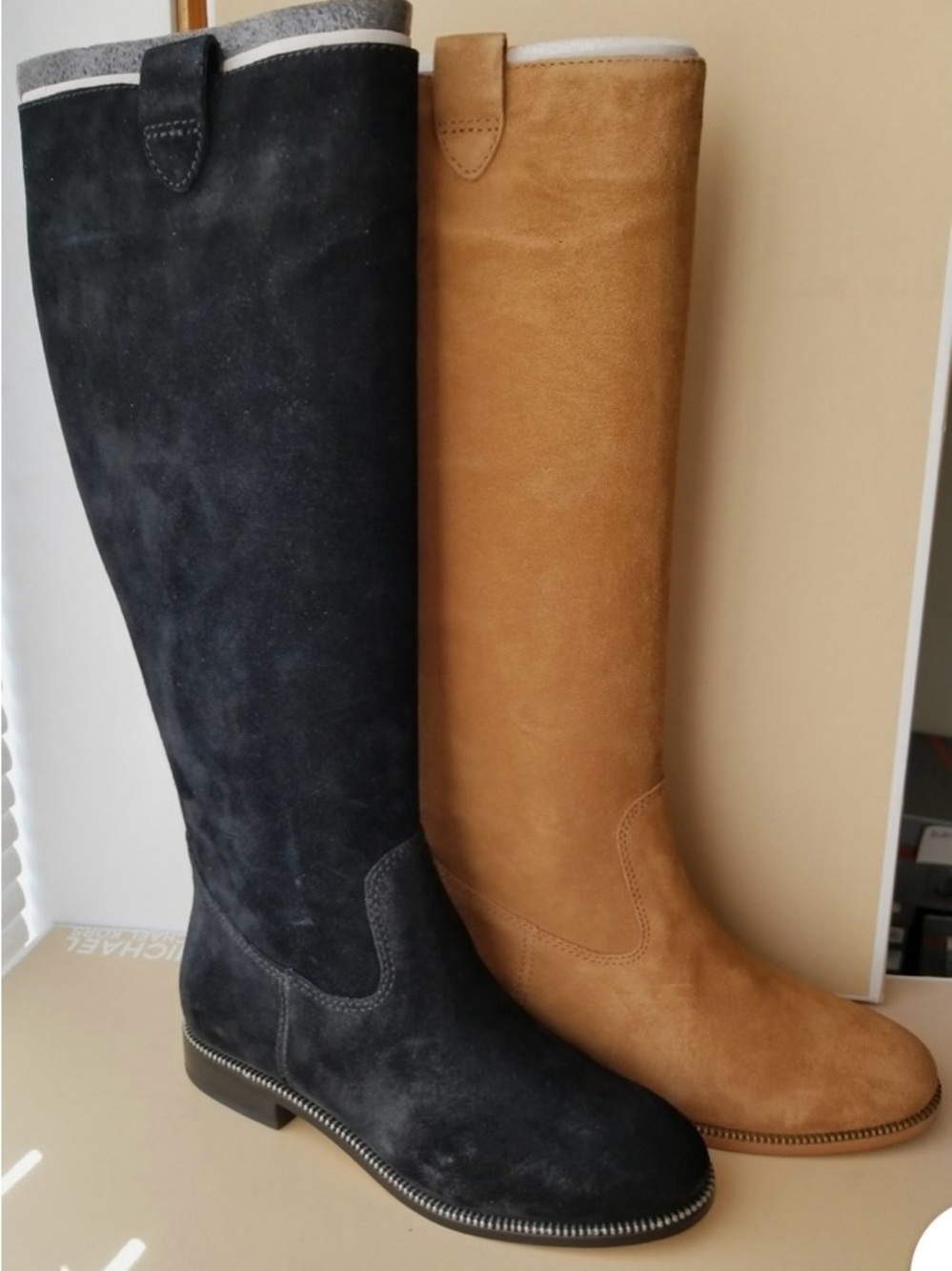 MICHAEL KORS BAY VIEW SUEDE AROUND ZIPPER PULL ON BOOTS